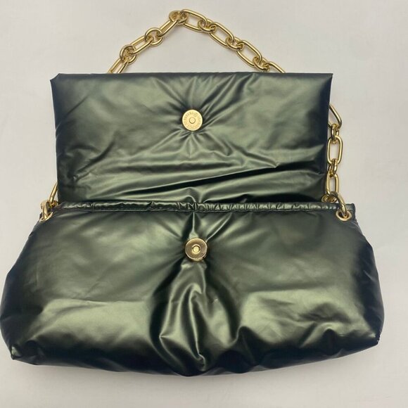 Anthropologie Metallic Green Puff Shoulder Bag - Picture 3 of 10